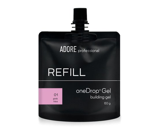 Изображение  Гель для наращивания ногтей Adore One Drop Gel №01 pink kiss, рефил 60 г, Объем (мл, г): 60, Цвет №: 1