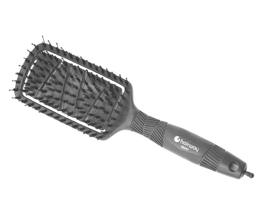 Изображение  Massage brush Hairway Organica 08447 black, 8-row, with boar bristles - ECO - NEW