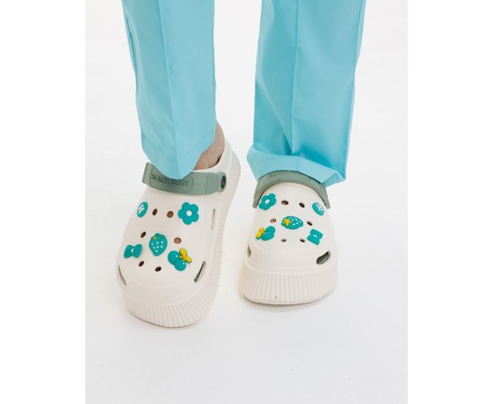 Изображение  Medical women's crocs Eva on the platform white-olive s. 37, "WHITE COAT" 493-517-929, Size: 37, Color: бело-оливковый