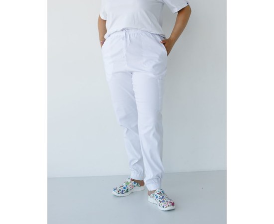 Изображение  Medical pants women's joggers stretch white +SIZE s. 56, "WHITE COAT" 501-324-730, Size: 56, Color: white