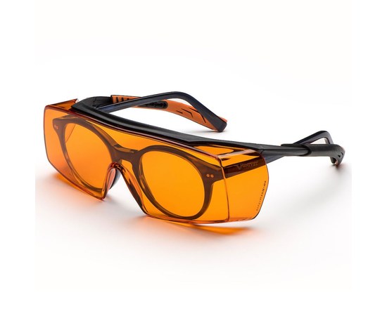 Изображение  Safety glasses Univet 5x7.03.00.04 from radiation from photopolymer lamps, worn with optical glasses, orange