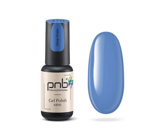 Изображение  Gel polish for nails PNB mini 370 Deep Water, pastel blue, 4 ml, Volume (ml, g): 4, Color No.: 370