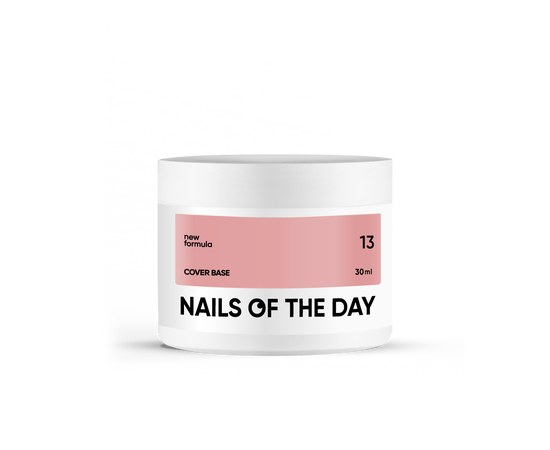 Изображение  Nails of the Day Cover base New Formula 13 – розово-нюдовая камуфлирующая база для ногтей, 30 мл, Объем (мл, г): 30, Цвет №: 13