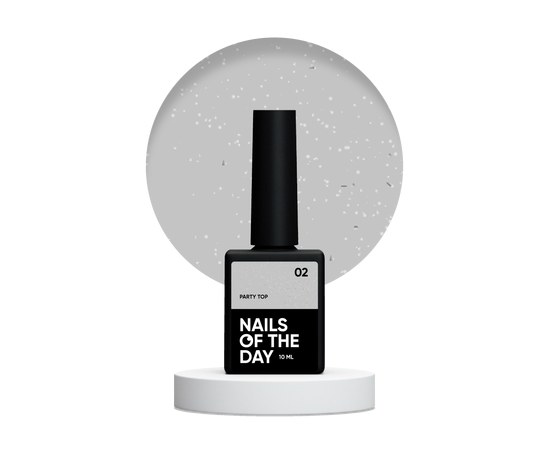 Изображение  Nails of the Day Party top 02 – прозрачный топ без липкого слоя с мелким шиммером, 10 мл, Объем (мл, г): 10, Цвет №: 02