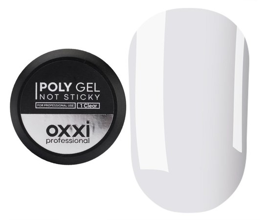 Изображение  Гель для ногтей Oxxi Professional Poly Gel Not Sticky №01, 30 мл, Объем (мл, г): 30, Цвет №: 01