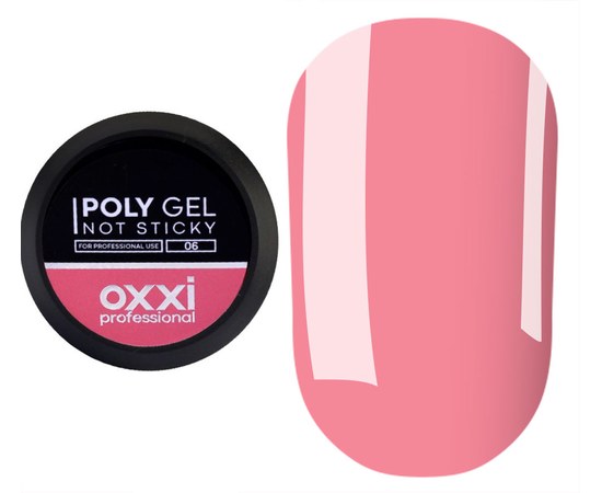 Зображення  Гель для нігтів Oxxi Professional Poly Gel Not Sticky №06, 30 мл, Об'єм (мл, г): 30, Цвет №: 06