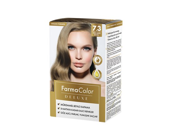 Зображення  Крем-фарба для волосся Farmasi Farma Color Deluxe 7.3 Горіховий, 50 мл, Об'єм (мл, г): 50, Цвет №: 7.3 ореховый