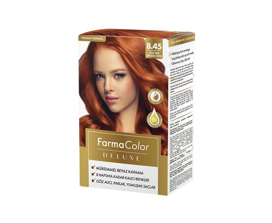 Зображення  Крем-фарба для волосся Farmasi Farma Color Deluxe 8.45 Кориця, 50 мл, Об'єм (мл, г): 50, Цвет №: 8.45 корица