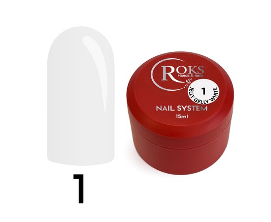 Изображение  Jelly gel for nail extention Roks Jelly Gel No.01 White, jar 15 ml, Volume (ml, g): 15, Color: 1