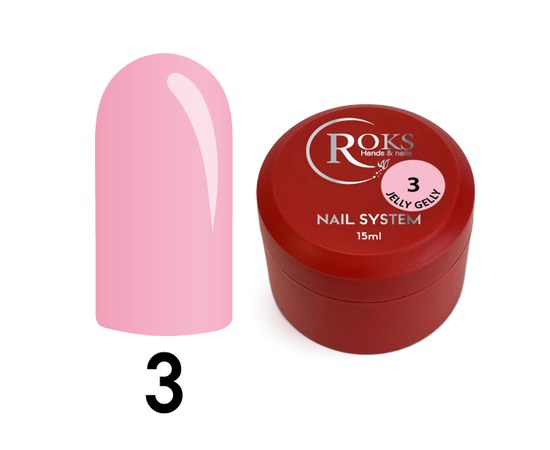 Изображение  Гель-желе для наращивания ногтей Roks Jelly Gel №03 Pink розовый, баночка 15 мл, Объем (мл, г): 15, Цвет №: 03