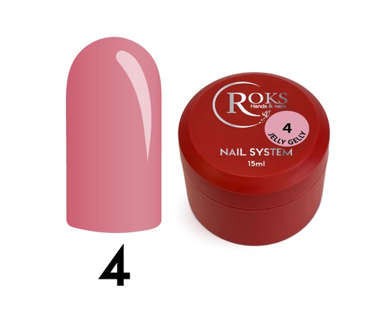 Изображение  Jelly gel for nail extention Roks Jelly Gel No.04 Nude, jar 15 ml, Volume (ml, g): 15, Color No.: 4