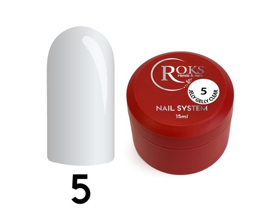 Изображение  Jelly gel for nail extention Roks Jelly Gel No.05 Clear, jar 15 ml, Volume (ml, g): 15, Color No.: 5