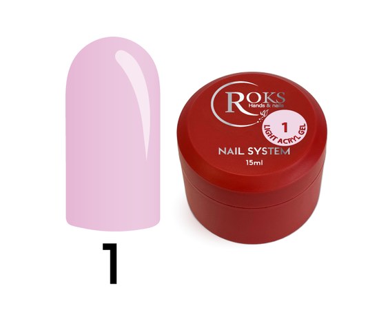 Зображення  Рідкий акрил-гель Roks Light Acryl Gel №01, 15 мл, Об'єм (мл, г): 15, Колір: 01