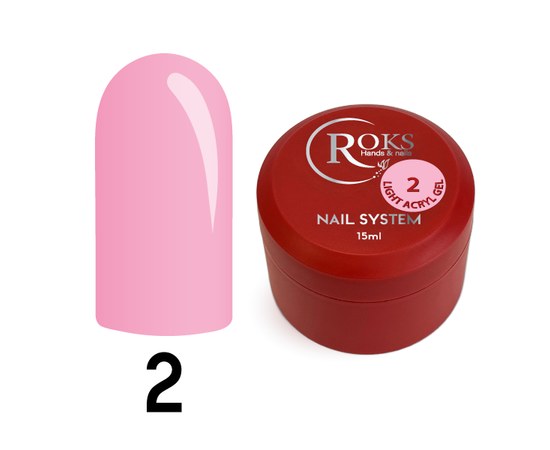 Изображение  Liquid gel for nail extention Roks Light Acryl Gel No.02, 15 ml, Volume (ml, g): 15, Color No.: 2