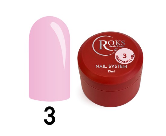 Изображение  Liquid gel for nail extention Roks Light Acryl Gel No.03, 15 ml, Volume (ml, g): 15, Color: 3