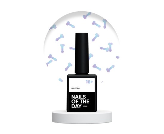 Изображение  Nails of the Day FUN! top 01 – transparent top without a sticky layer with holographic silver art decor, 10 ml, Volume (ml, g): 10, Color No.: 1