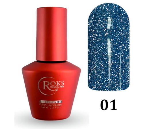 Изображение  Гель-лак для ногтей светоотражающий Roks Gel Polish Color Night Stars №01, 6 мл, Объем (мл, г): 6, Цвет №: 01