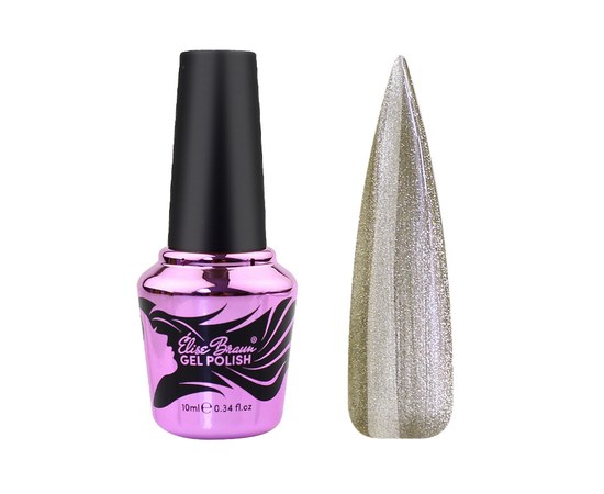 Изображение  Nail Gel Polish Elise Braun Korean Cat No.10 Silver with mother-of-pearl, 10 ml, Volume (ml, g): 10, Color No.: 10