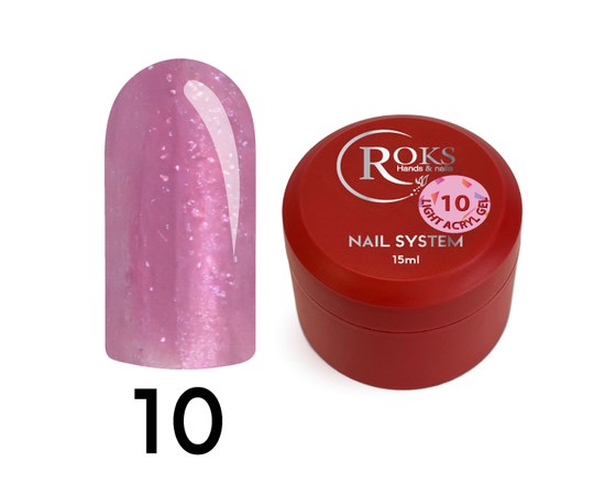 Изображение  Liquid gel for nail extention Roks Light Acryl Gel No.10, 15 ml, Volume (ml, g): 15, Color No.: 10