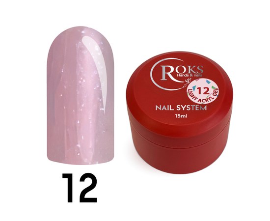 Изображение  Liquid gel for nail extention Roks Light Acryl Gel No.12, 15 ml, Volume (ml, g): 15, Color No.: 12