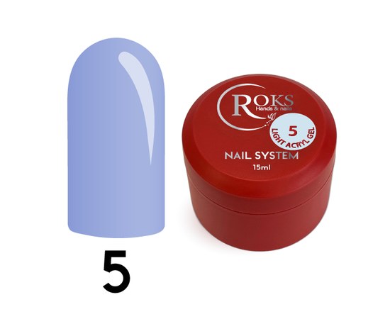 Зображення  Рідкий акрил-гель Roks Light Acryl Gel №05, 15 мл, Об'єм (мл, г): 15, Колір: 05