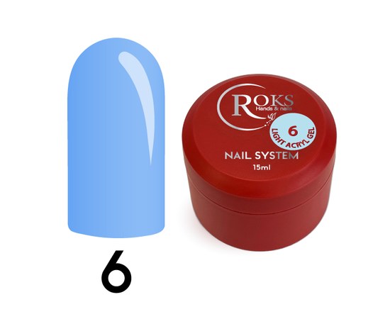 Изображение  Liquid gel for nail extention Roks Light Acryl Gel No.06, 15 ml, Volume (ml, g): 15, Color No.: 6