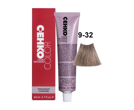 Изображение  Permanent cream hair dye C:EHKO Color Explosion 9/32 bright golden ash blonde, 60 ml, Volume (ml, g): 60, Color No.: 9/32 ярко-золотистый пепельный блондин