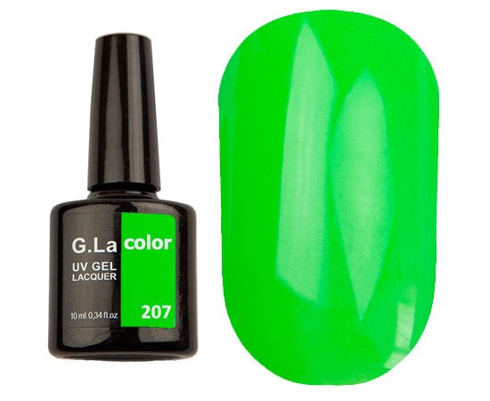 Изображение  G. La Color gel polish №207 bright green neon, 10 ml, Volume (ml, g): 10, Color No.: 207