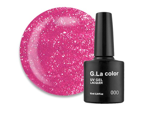 Изображение  Гель-лак G. La Color №129 насыщенный розовый с шиммером, 10 мл, Объем (мл, г): 10, Цвет №: 129