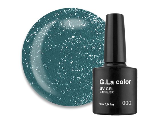 Изображение  Гель-лак G. La Color №139 сине-зеленый с блестками, 10 мл, Объем (мл, г): 10, Цвет №: 139