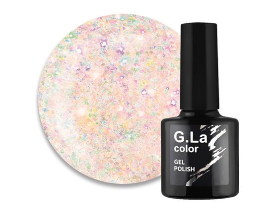 Изображение  G. La Color New gel polish No. 039 beige-sand with multi-colored glitter, 10 ml, Volume (ml, g): 10, Color No.: 39