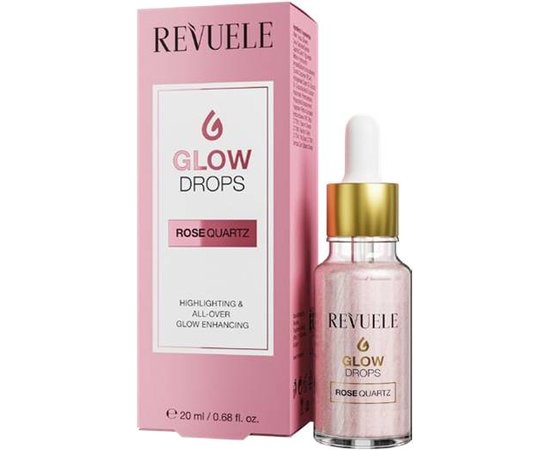 Изображение  Illuminating face serum Revuele Glow Drop Rose Quartz, 20 ml