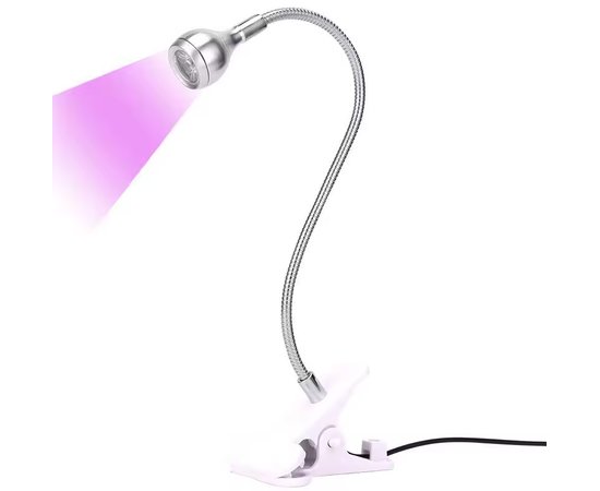 Изображение 2 Лампа UV для сушки гель лака, гелевых типс с USB-разъемом (настольная, гибкая, с прищепкой), 5 Вт. Разные цвета, Белый