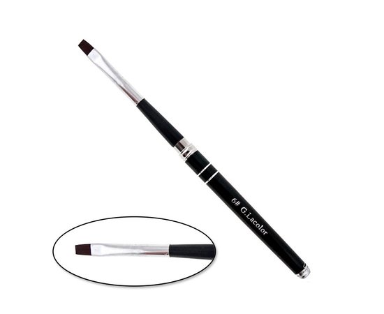 Изображение  G. La Color #6 straight extension brush with black handle, artificial bristles, 8 mm, Brush size: 6