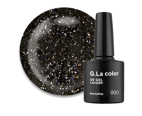 Изображение  G. La Color gel polish №241 black and gray with multi-colored shimmer, 10 ml, Volume (ml, g): 10, Color No.: 241