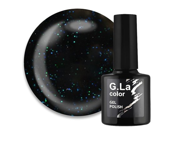 Изображение  Гель-лак G. La Color New №036 черный с сине-зелеными блестками, 10 мл, Объем (мл, г): 10, Цвет №: 036