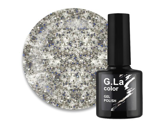 Изображение  G. La Color New gel polish No. 037 Beige with Blue-Silver Glitter, 10 ml, Volume (ml, g): 10, Color No.: 37