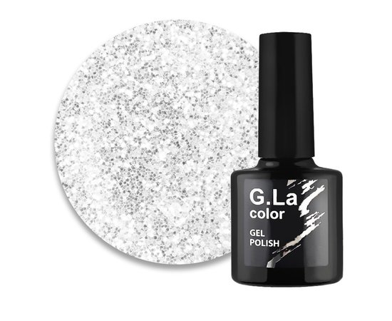 Изображение  G. La Color New gel polish No. 038 Silver Mica on a Transparent Base, 10 ml, Volume (ml, g): 10, Color No.: 38