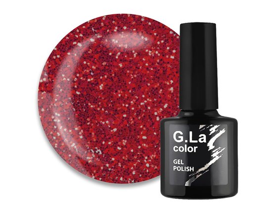 Изображение  G. La Color New gel polish No. 043 Red Raspberry with Shimmer, 10 ml, Volume (ml, g): 10, Color No.: 43