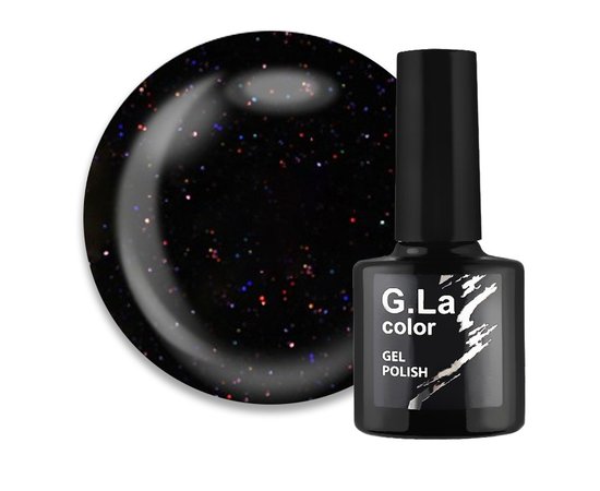 Изображение  Гель-лак G. La Color New №060 черный с цветными блестками, 10 мл, Объем (мл, г): 10, Цвет №: 060