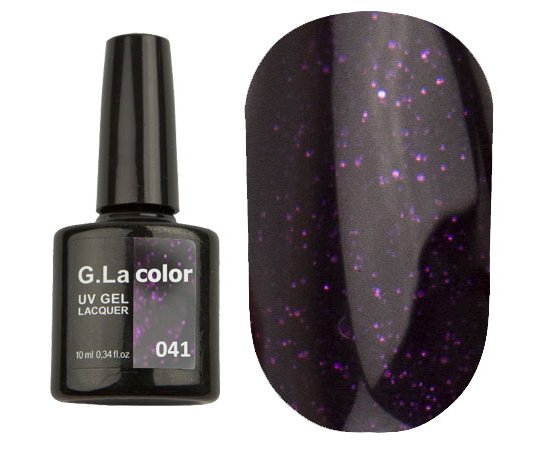 Изображение  G. La Color New gel polish #041 Dark Purple Holographic, 10 ml, Volume (ml, g): 10, Color No.: 41