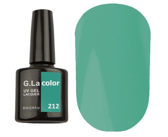 Изображение  Гель-лак G. La Color №212 бирюзово-зеленый, 10 мл, Объем (мл, г): 10, Цвет №: 212