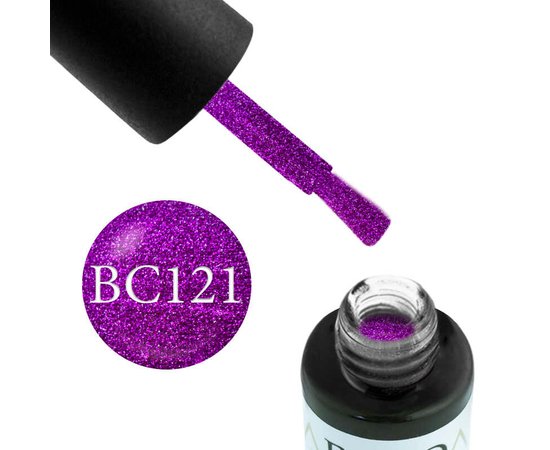 Изображение  Gel polish Boho Chic BC121 purple with bright iridescent sparkles, 6 ml, Volume (ml, g): 6, Color No.: 121