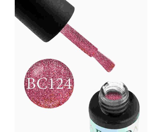 Изображение  Gel polish Boho Chic BC124 grape-pink with bright iridescent sparkles, 6 ml, Volume (ml, g): 6, Color No.: 124