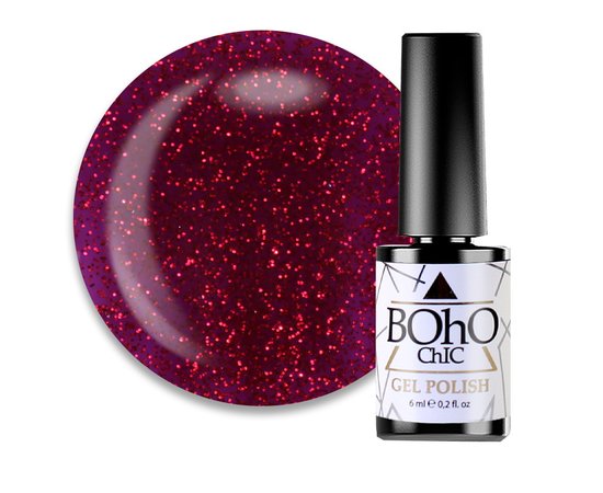 Изображение  Gel polish Boho Chic BC130 raspberry with red shimmers, 6 ml, Volume (ml, g): 6, Color No.: 130