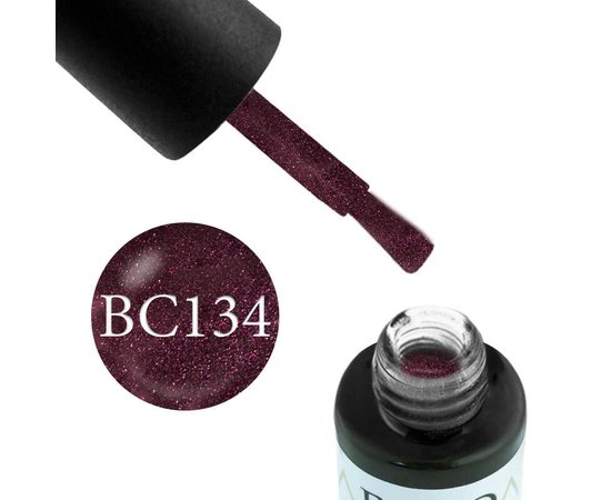 Изображение  Gel polish Boho Chic BC134 purple-eggplant with pink glitter, 6 ml, Volume (ml, g): 6, Color No.: 134