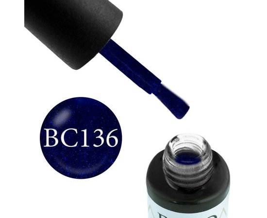 Изображение  Gel polish Boho Chic BC136 dark blue with blue glitter, 6 ml, Volume (ml, g): 6, Color No.: 136