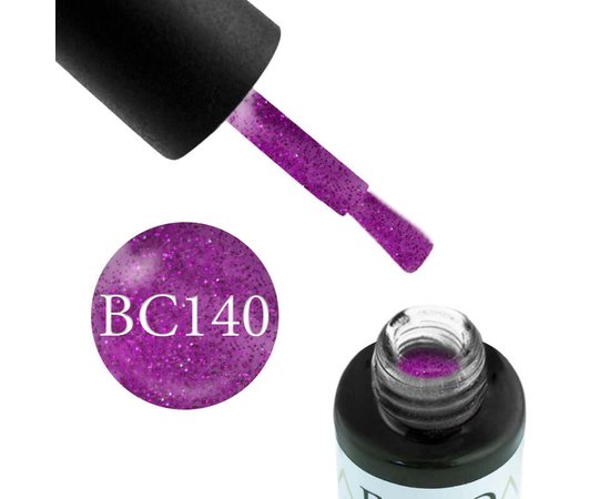 Изображение  Gel polish Boho Chic BC140 pink glitter on a lilac-pink background, 6 ml, Volume (ml, g): 6, Color No.: 140