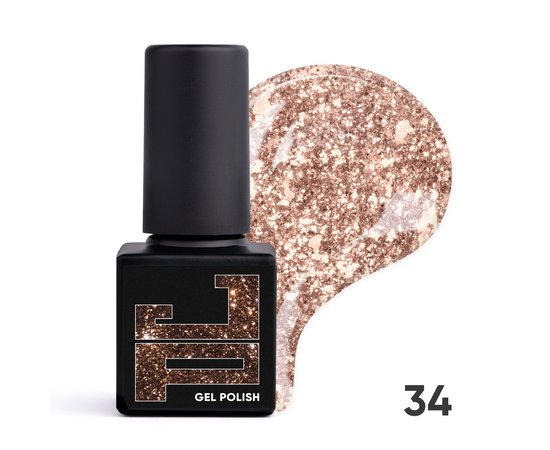 Изображение  Gel polish Jerden Proff №034 Bronze potal bronze gold leaf, 5 ml, Volume (ml, g): 5, Color No.: 34