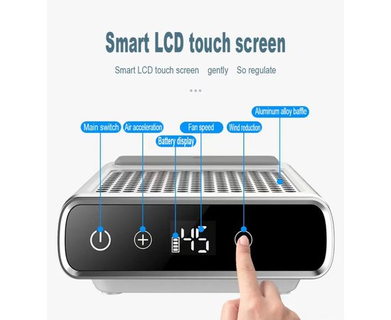 Изображение 9 Manicure hood 858-7 on battery with HEPA filter and sensor 80 W 4500 rpm, white